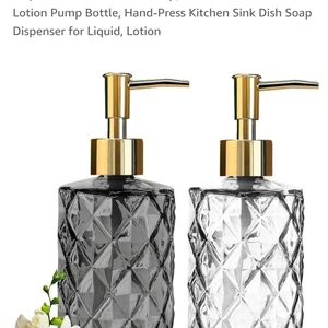 Elegant Gold and Clear Glass Soap Dispenser Set